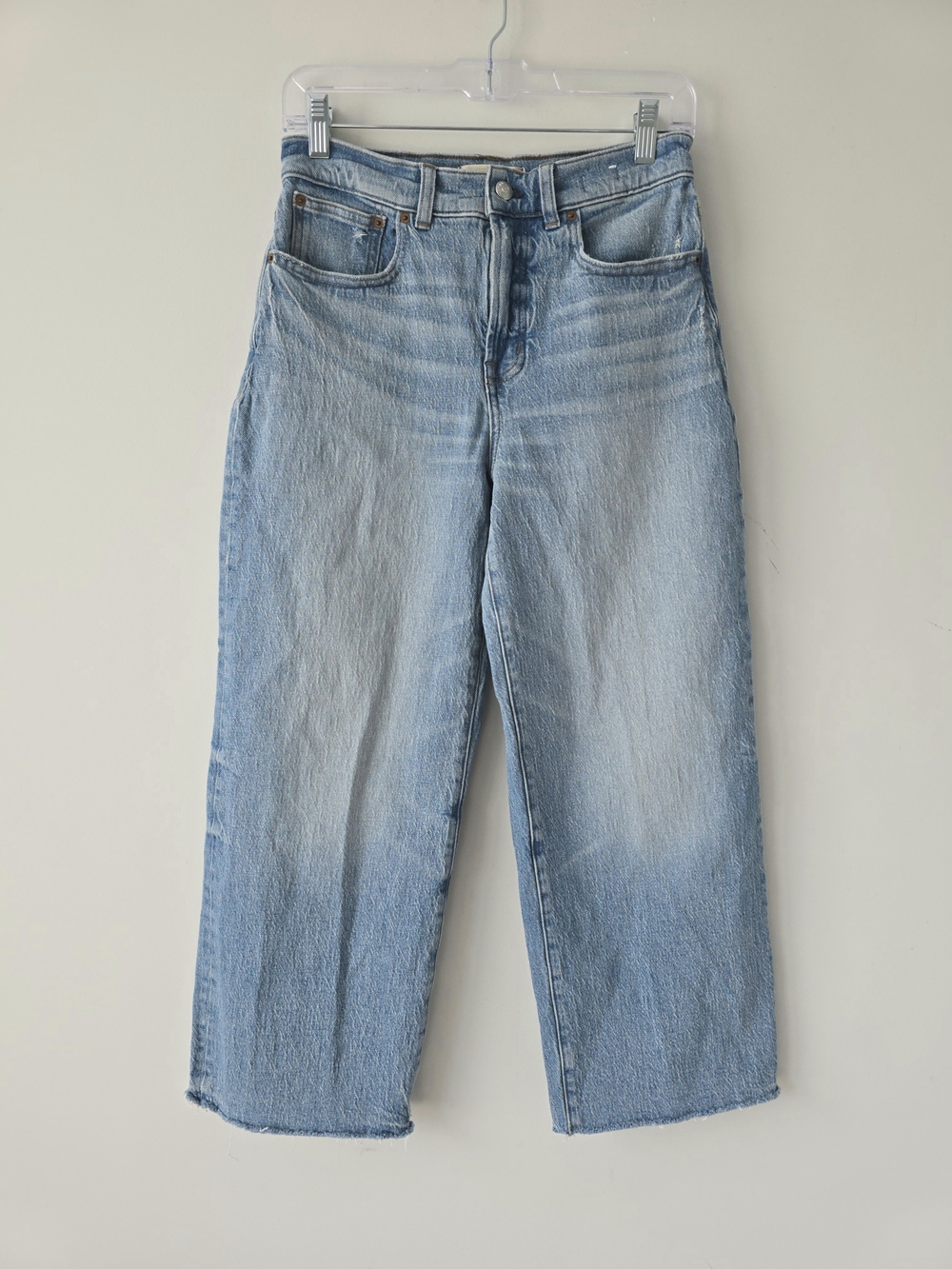 Madewell Wide Leg Crop Jeans 27 Light Wash Raw Hem NWOT